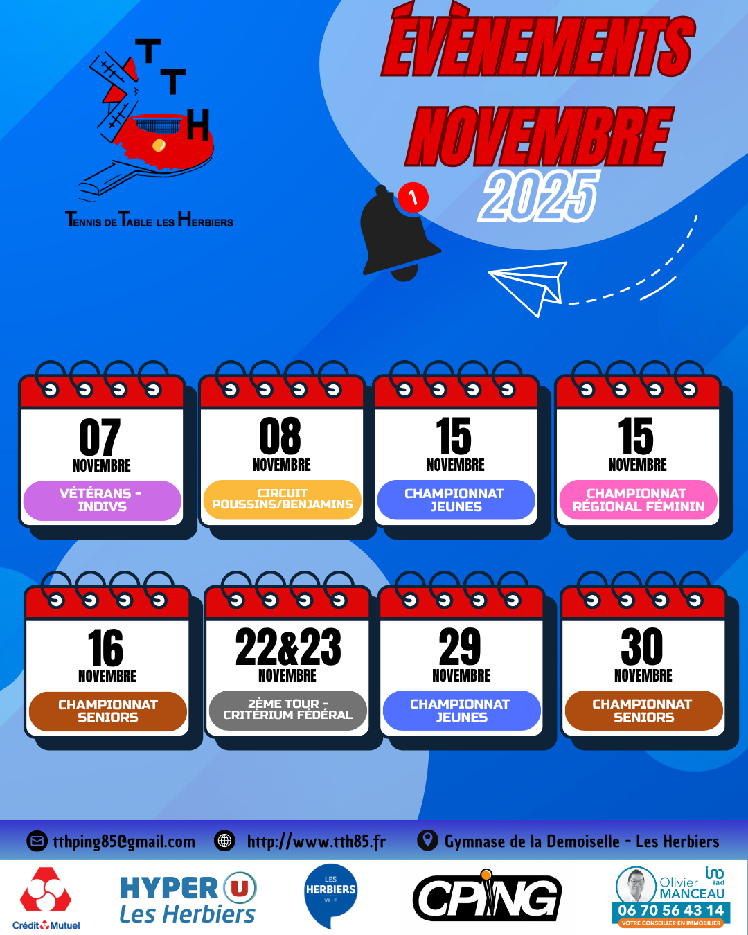 Agenda du mois : NOVEMBRE